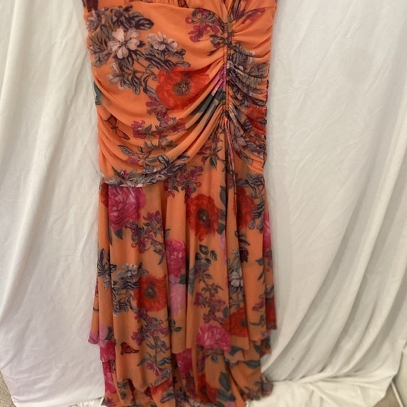 Maeve Anthropologie Simone Floral Asymmetrical Stretch long Dress Size medium - Picture 5 of 8